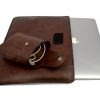Leather sleeve for Macbook in crinkled choclate brown finish